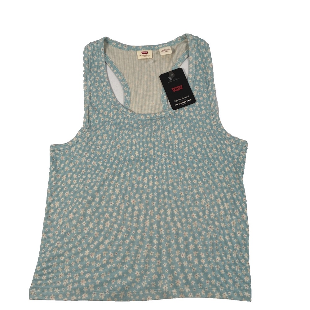 NWT Women's LEVI'S The Summer Tank Top Shirt Slim Fit Size XXL Floral Print